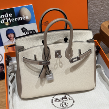 최고퀄 에르메스 올수공 버킨 25 Craie & Gris tourterlle 토고 가죽 은장