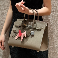 최고퀄 에르메스 올수공 버킨 25 Etoupe 엡송 셀리에 가죽 은장