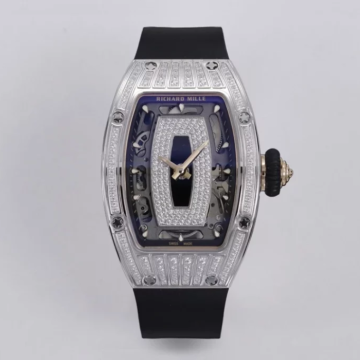 최고퀄 ZF공장 리차드밀 RM07-01 화이트 골드 다이아 세팅 블랙 러버밴드