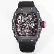 최고퀄 RM공장 리차드밀 수동 와인딩 투르비용 부바 왓슨 블랙 카본 케이스 블랙 스트랩 밴드 RM38-02