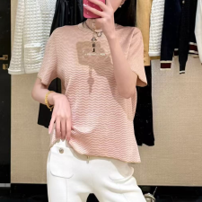 최고퀄 샤넬 26C CC 웨이브 니트 반팔 핑크