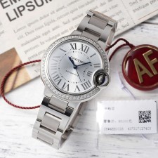 최고퀄 발롱 블루 드 까르띠에 실버 다이얼 다이아 베젤 33mm WSBB0044