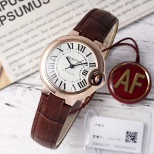 최고퀄 발롱 블루 드 까르띠에 화이트 다이얼 로즈골드 가죽밴드 33mm