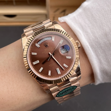 최고퀄 RC공장 롤렉스 데이데이트 브라운 바게트 다이아 다이얼 로즈 골드 금통 40mm 228236