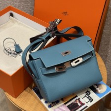 최고퀄 올수공 에르메스 켈리 메신저 24 Blue Jean 에버컬러 가죽 은장