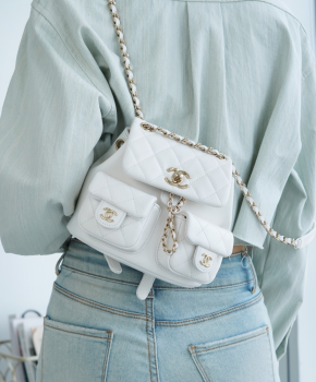 최고퀄 팬더샵 샤넬 듀마 투포켓 백팩 스몰 화이트 카프스킨